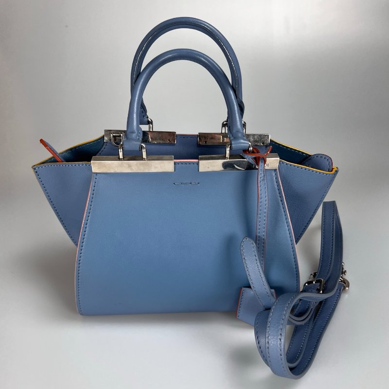 FENDI 淺藍皮革手提肩背包-0