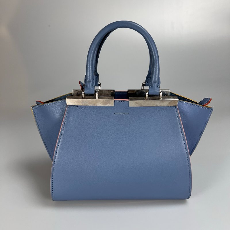 FENDI 淺藍皮革手提肩背包-1