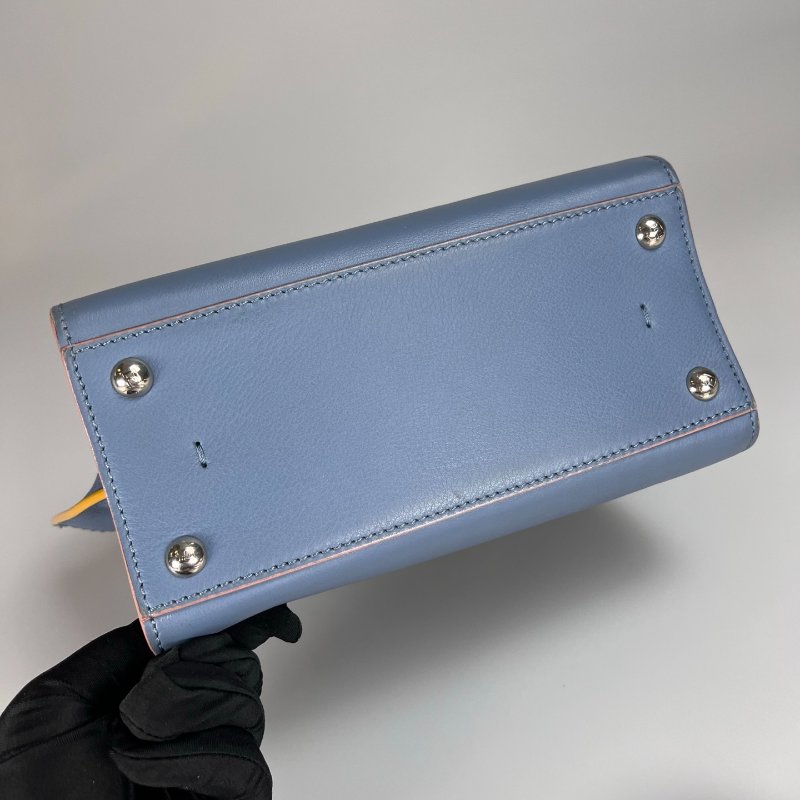 FENDI 淺藍皮革手提肩背包-4