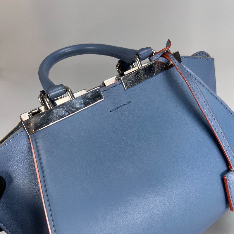 FENDI 淺藍皮革手提肩背包-7