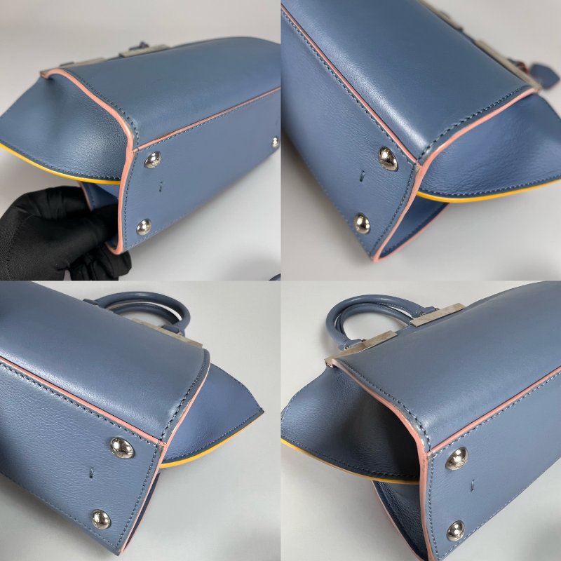 FENDI 淺藍皮革手提肩背包-12