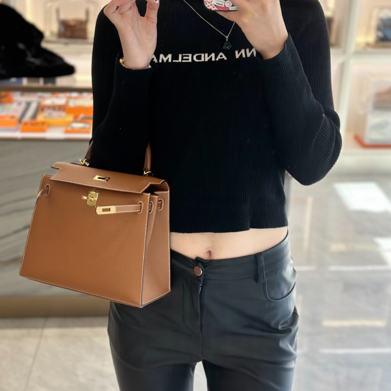 Hermes Kelly28 金棕金 外縫-5