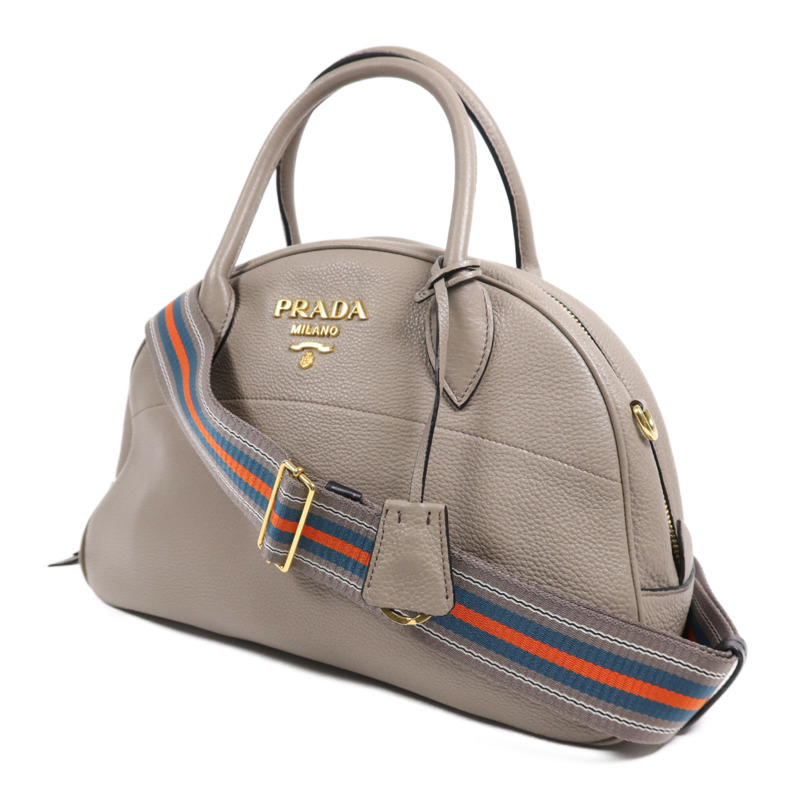 PRADA 牛皮皮革Nero Vitello Daino Bag金扣手挽肩背兩用袋-2