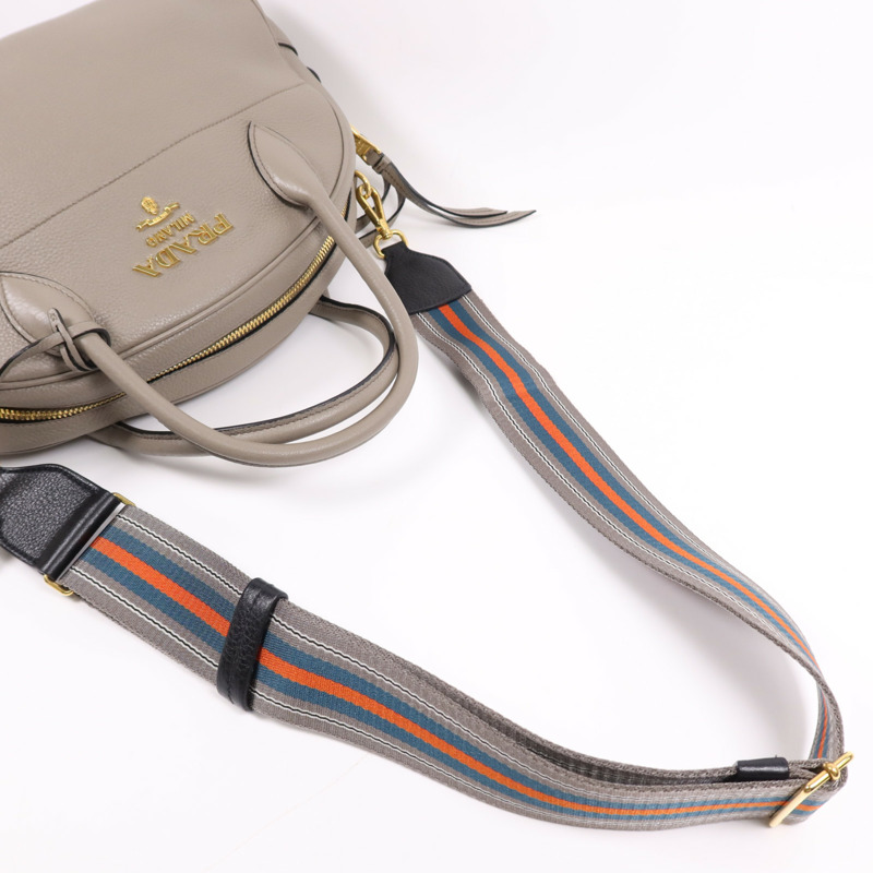 PRADA 牛皮皮革Nero Vitello Daino Bag金扣手挽肩背兩用袋-6