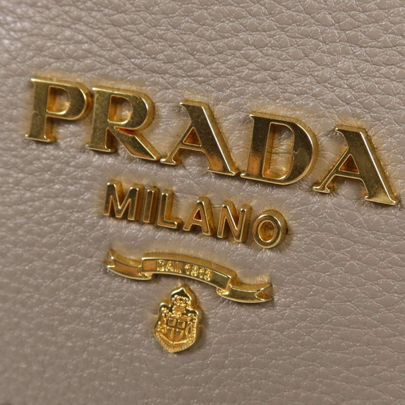 PRADA 牛皮皮革Nero Vitello Daino Bag金扣手挽肩背兩用袋-13