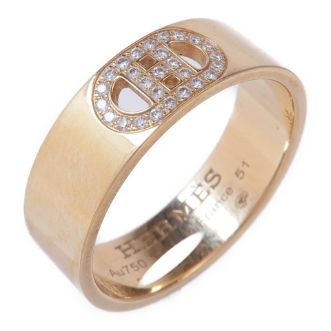 HERMES 18K玫瑰金d'ancre ring鑽石戒指Hermes#51/US#5.75