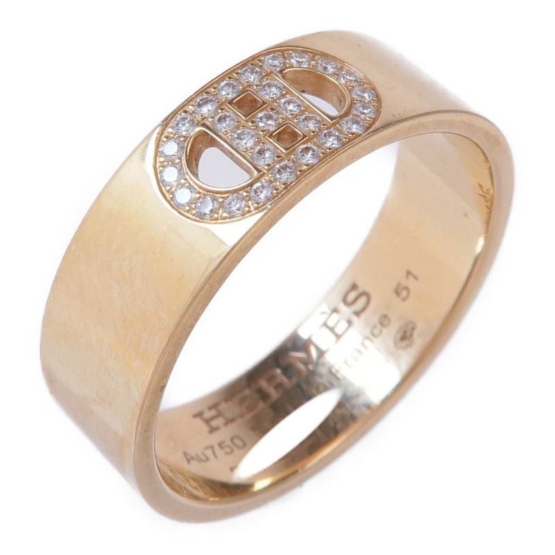 HERMES 18K玫瑰金d'ancre ring鑽石戒指Hermes#51/US#5.75-0
