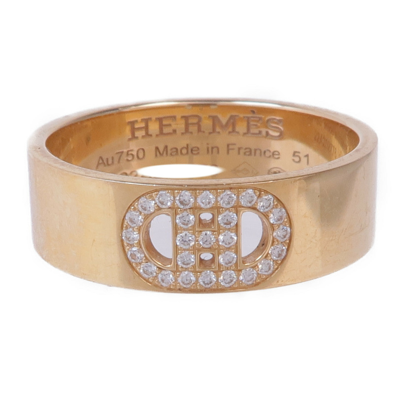 HERMES 18K玫瑰金d'ancre ring鑽石戒指Hermes#51/US#5.75-1