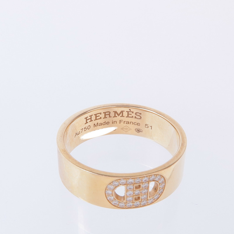 HERMES 18K玫瑰金d'ancre ring鑽石戒指Hermes#51/US#5.75-4