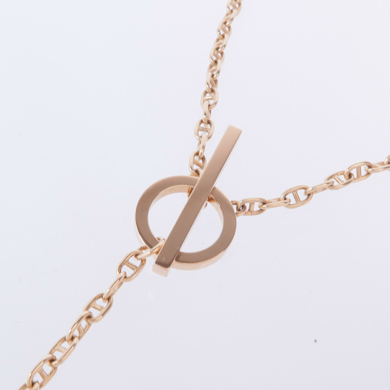 HERMES 18K玫瑰金Chaine d'ancre Contour pendant鑽石項鍊-3