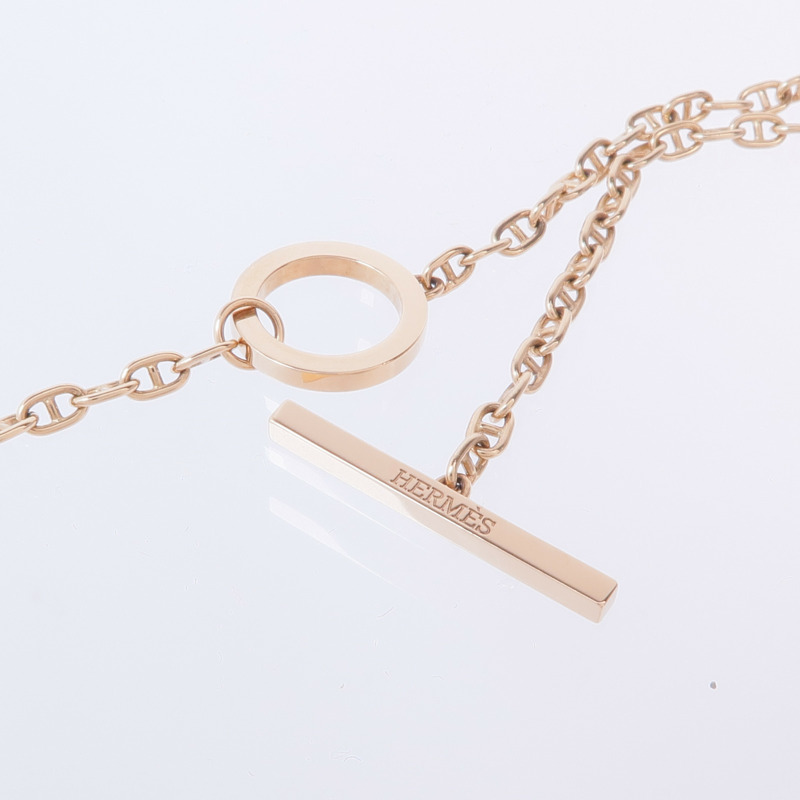 HERMES 18K玫瑰金Chaine d'ancre Contour pendant鑽石項鍊-4