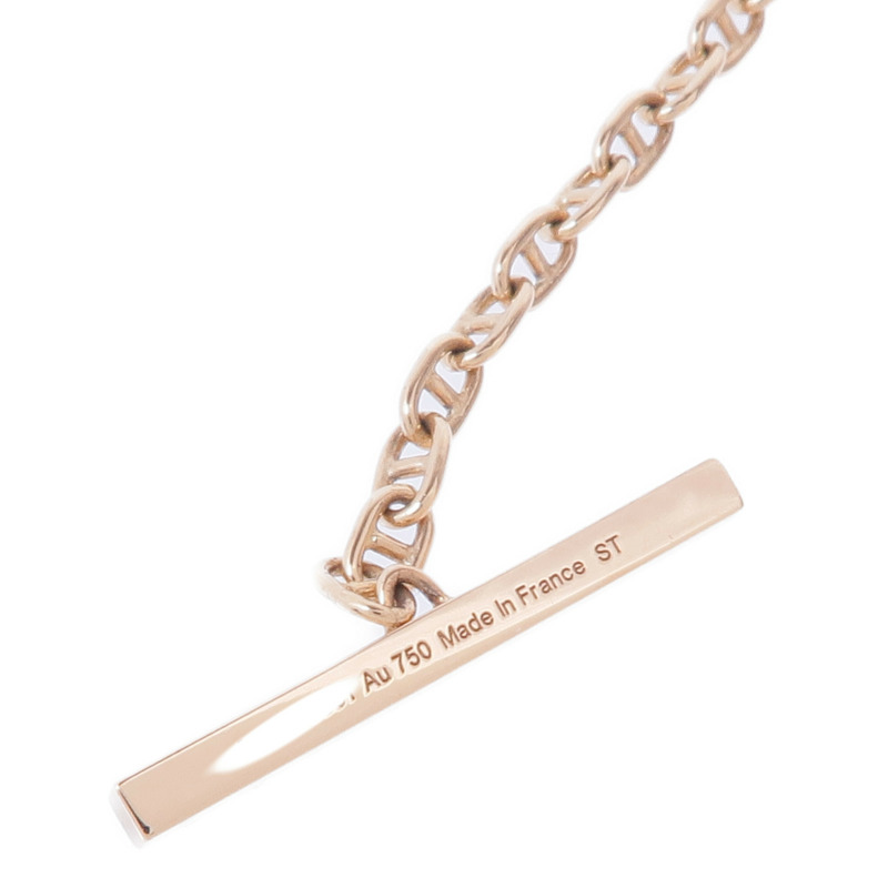 HERMES 18K玫瑰金Chaine d'ancre Contour pendant鑽石項鍊-5