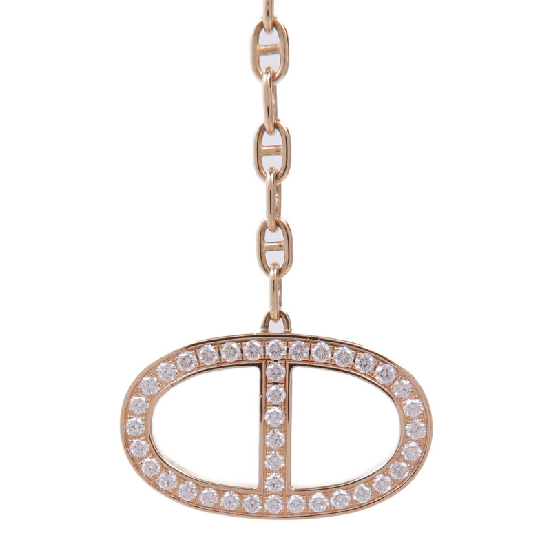 HERMES 18K玫瑰金Chaine d'ancre Contour pendant鑽石項鍊-6