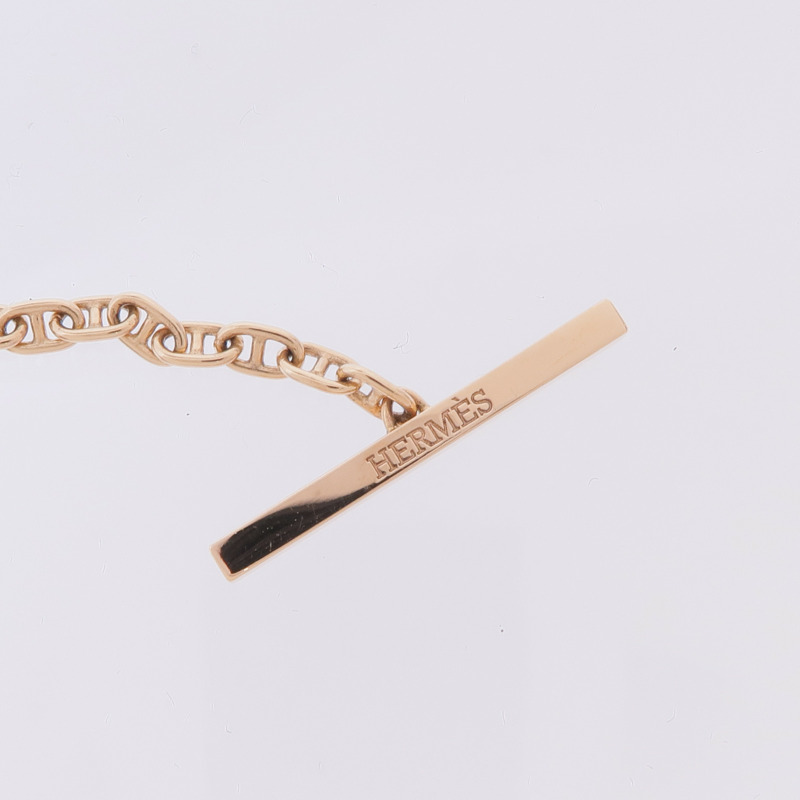 HERMES 18K玫瑰金Chaine d'ancre Contour pendant鑽石項鍊-7