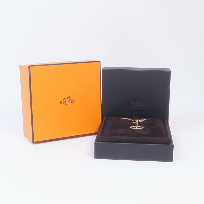 HERMES 18K玫瑰金Chaine d'ancre Contour pendant鑽石項鍊-8