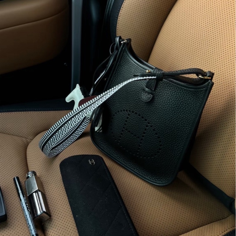 Hermes mini evelyne 黑銀 K刻-1