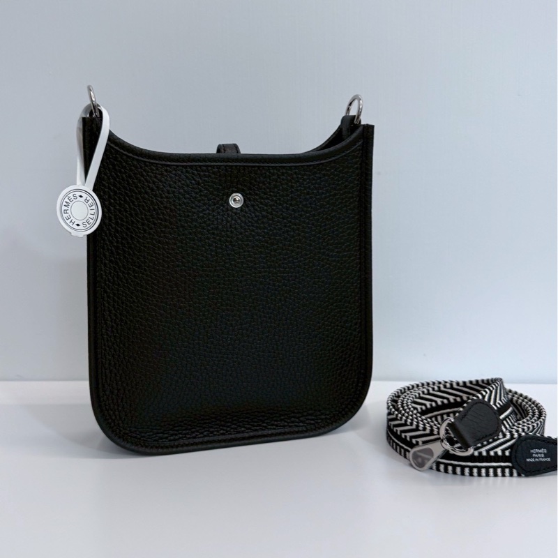 Hermes mini evelyne 黑銀 K刻-2