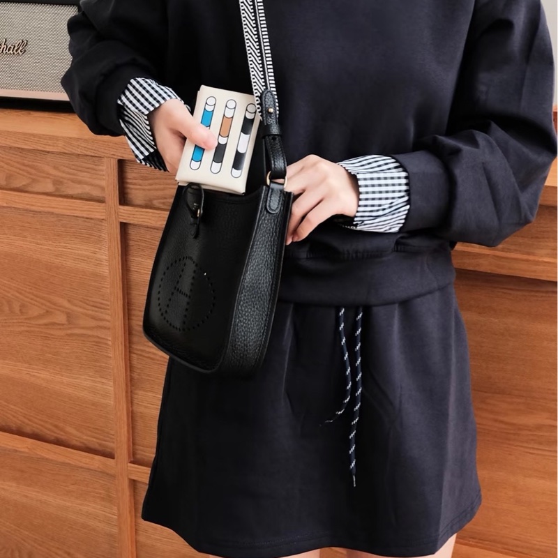 Hermes mini evelyne 黑銀 K刻-3