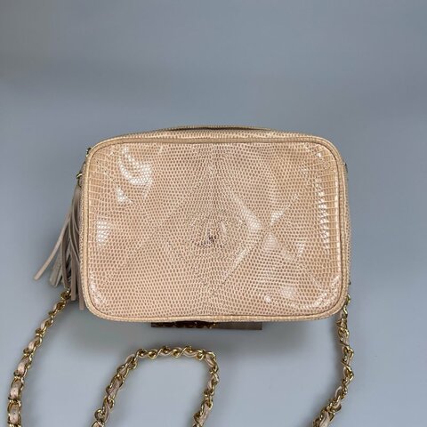 CHANEL VINTAGE 流蘇蜥蜴皮相機包0開
