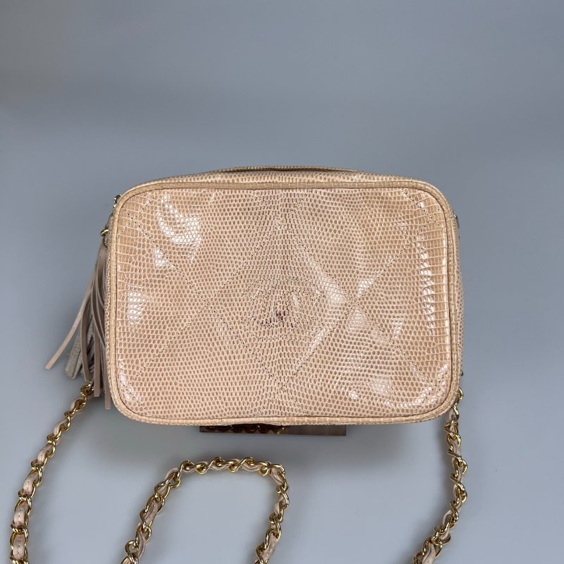 CHANEL VINTAGE 流蘇蜥蜴皮相機包0開-0