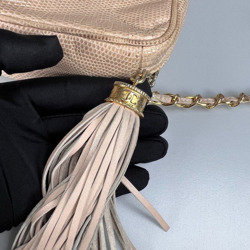 CHANEL VINTAGE 流蘇蜥蜴皮相機包0開-7