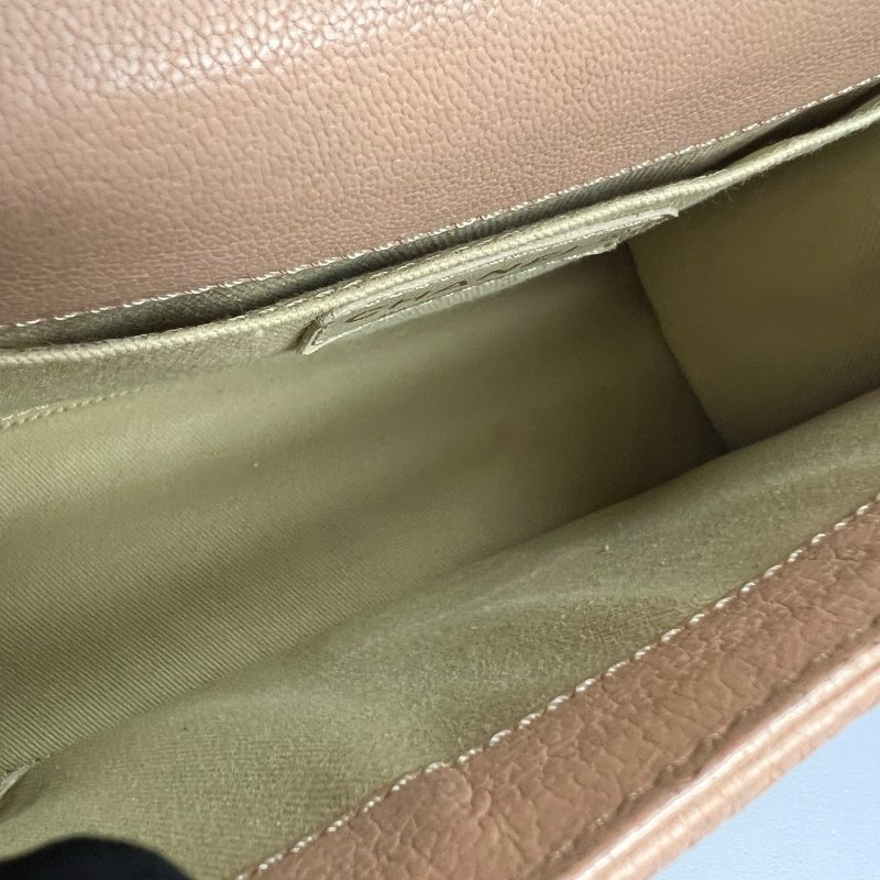 CHNAEL 菱格紋提 把鍊條方包 粉膚-7