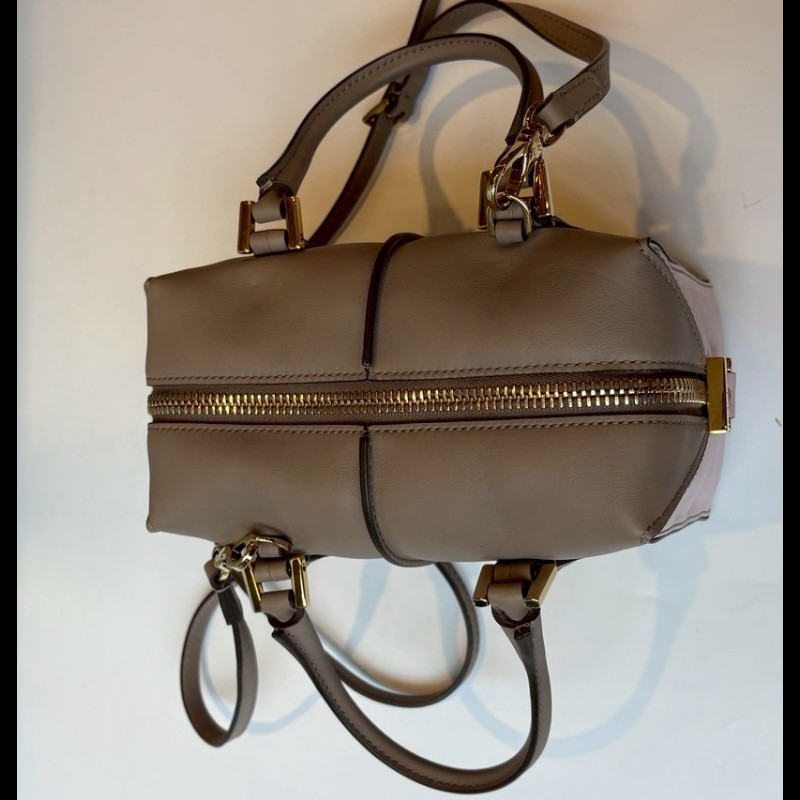 Tod's 粉+灰拼接皮革小號波士頓包 D-Cube-4