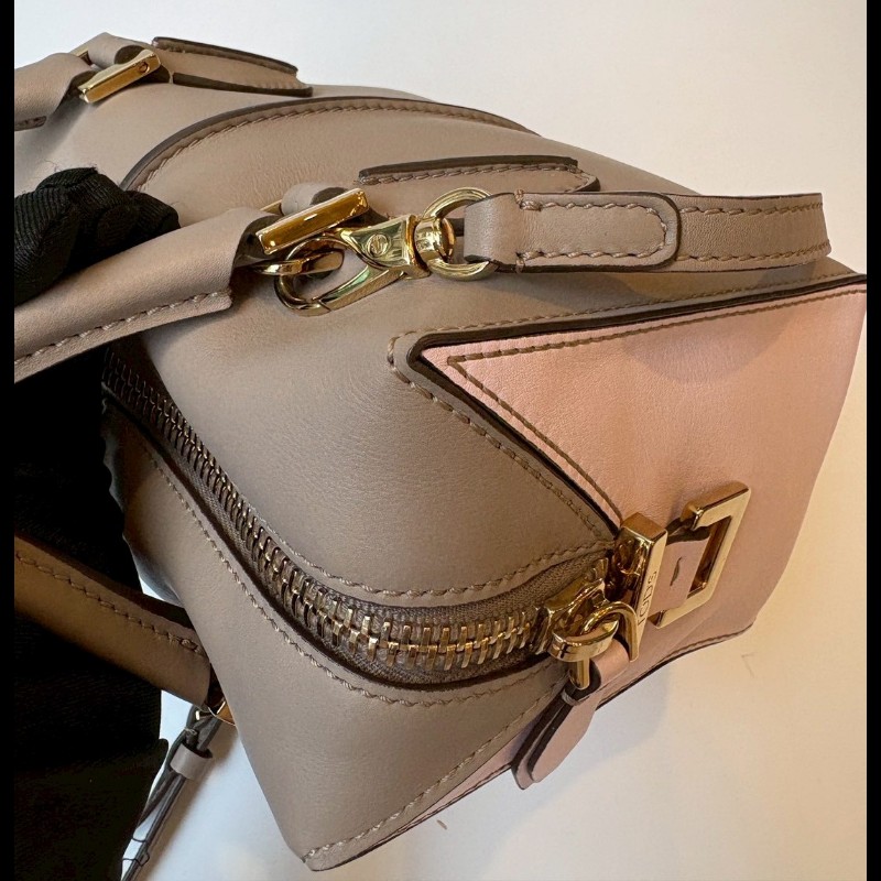 Tod's 粉+灰拼接皮革小號波士頓包 D-Cube-7