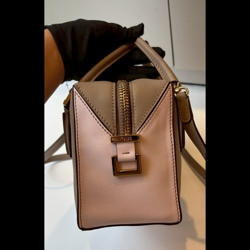 Tod's 粉+灰拼接皮革小號波士頓包 D-Cube-8