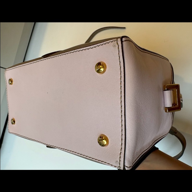 Tod's 粉+灰拼接皮革小號波士頓包 D-Cube-15