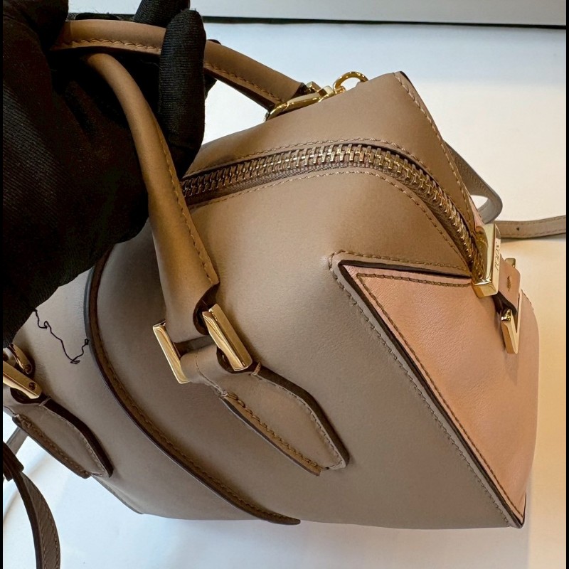 Tod's 粉+灰拼接皮革小號波士頓包 D-Cube-20