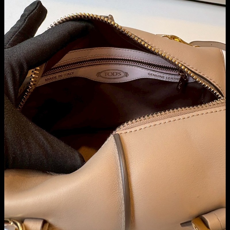 Tod's 粉+灰拼接皮革小號波士頓包 D-Cube-22