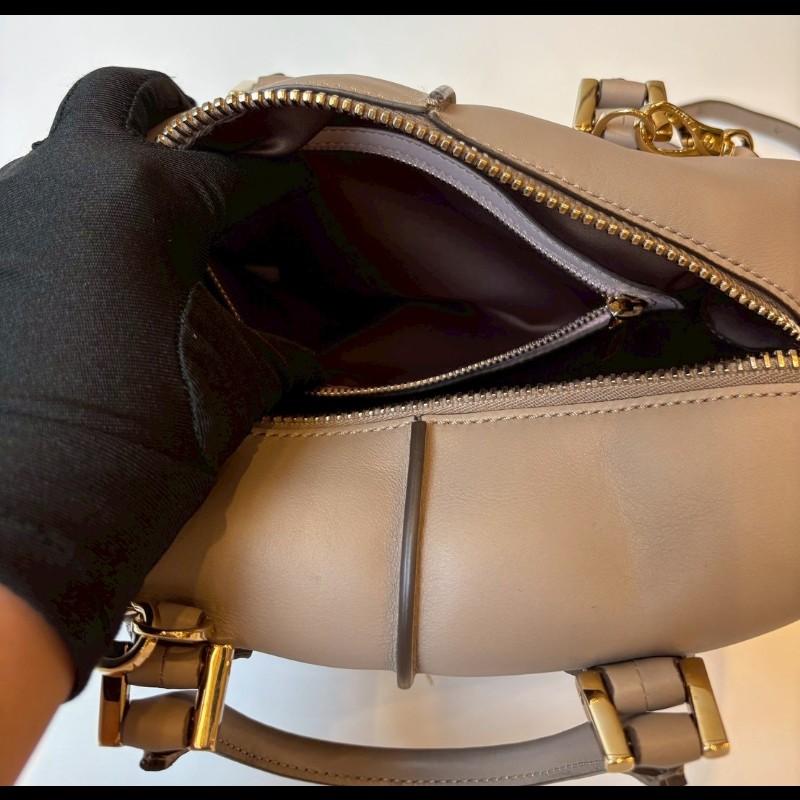 Tod's 粉+灰拼接皮革小號波士頓包 D-Cube-24