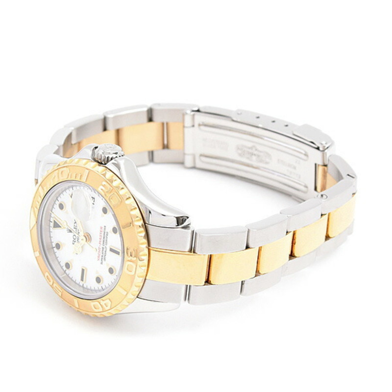 勞力士女士遊艇名仕型T系列自動腕錶,白色錶盤,不鏽鋼和黃金材質,型號69623-1