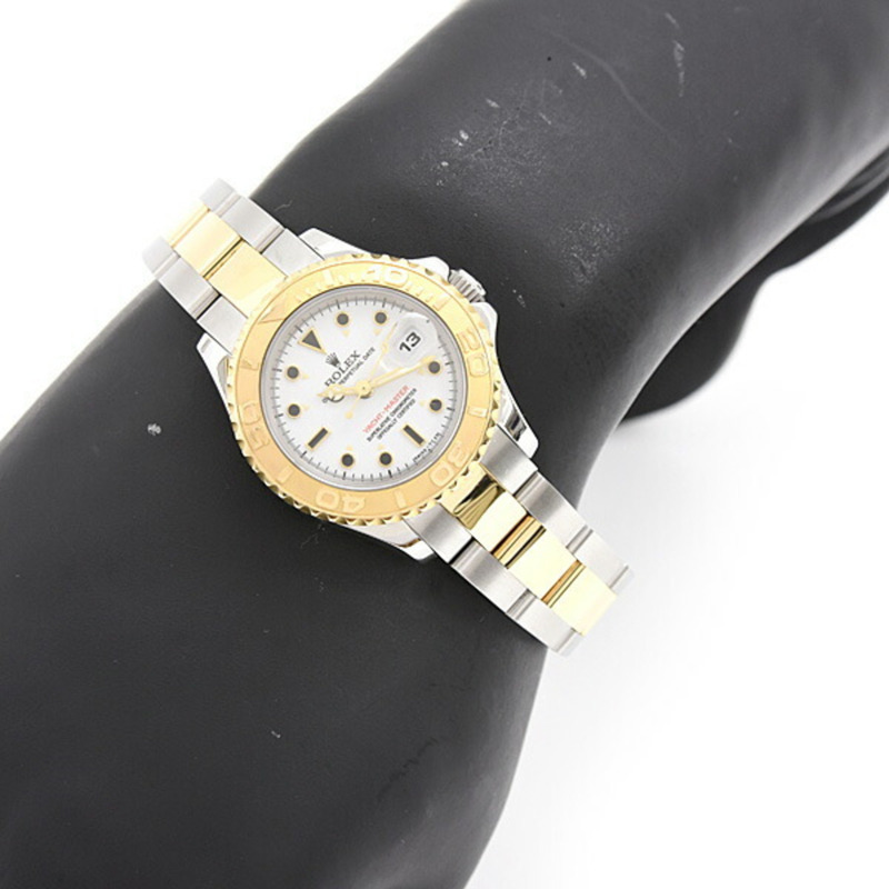 勞力士女士遊艇名仕型T系列自動腕錶,白色錶盤,不鏽鋼和黃金材質,型號69623-8