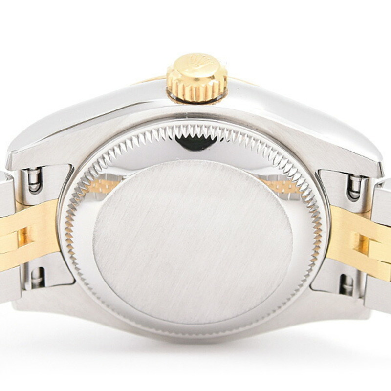 勞力士女士日誌型10P自動腕錶，隨機金色水晶錶盤，不鏽鋼和黃金材質，型號179173G-4