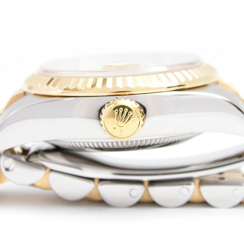 勞力士女士日誌型10P自動腕錶，隨機金色水晶錶盤，不鏽鋼和黃金材質，型號179173G-5