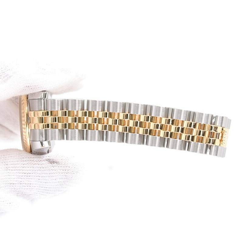 勞力士女士日誌型10P自動腕錶，隨機金色水晶錶盤，不鏽鋼和黃金材質，型號179173G-6