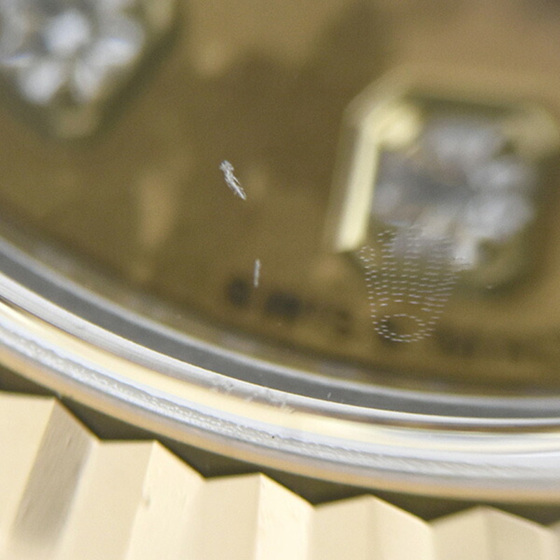 勞力士女士日誌型10P自動腕錶，隨機金色水晶錶盤，不鏽鋼和黃金材質，型號179173G-7