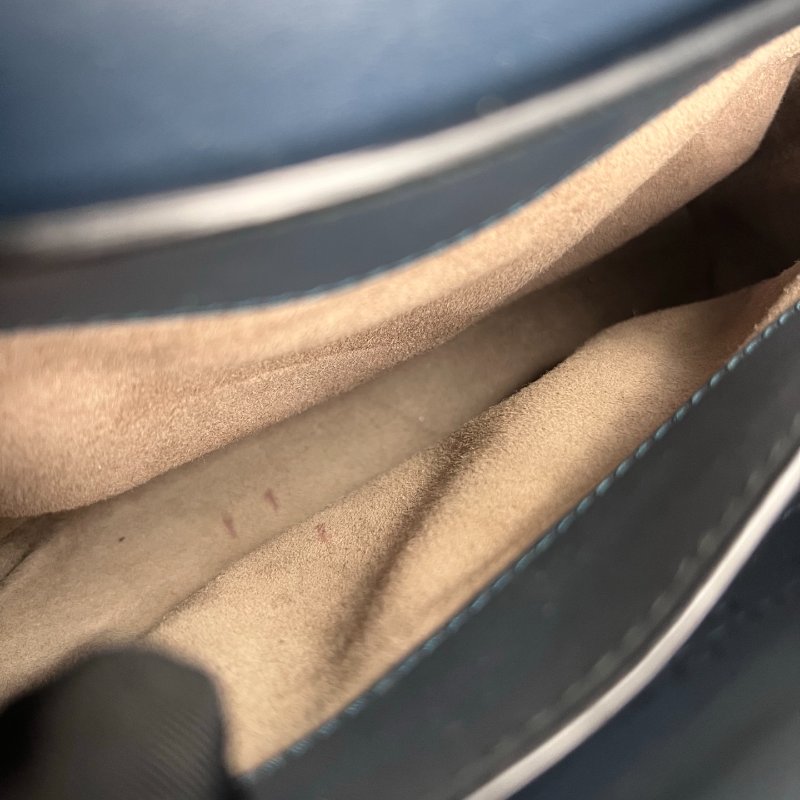 BV  藍皮革鎖頭提把肩背包-6