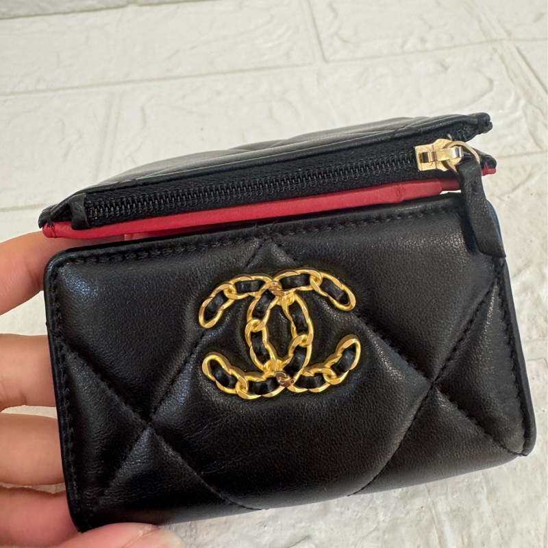 chanel黑色金釦19三折短夾  極美✨-29