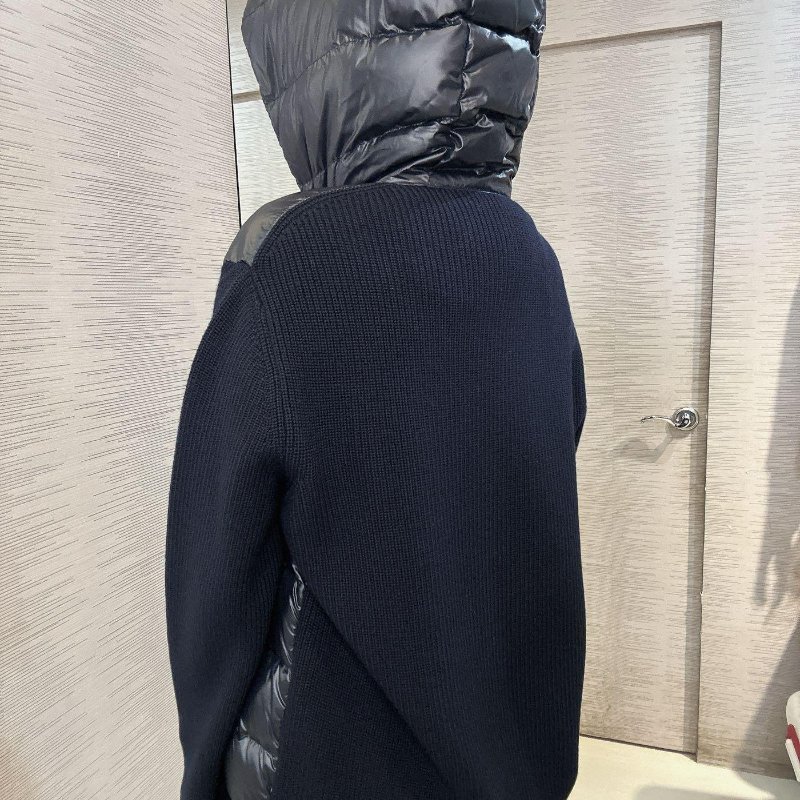 💎Han's house精品服飾💎moncler 拼接 初剪羊毛 羽絨  連帽 外套 深藍-2
