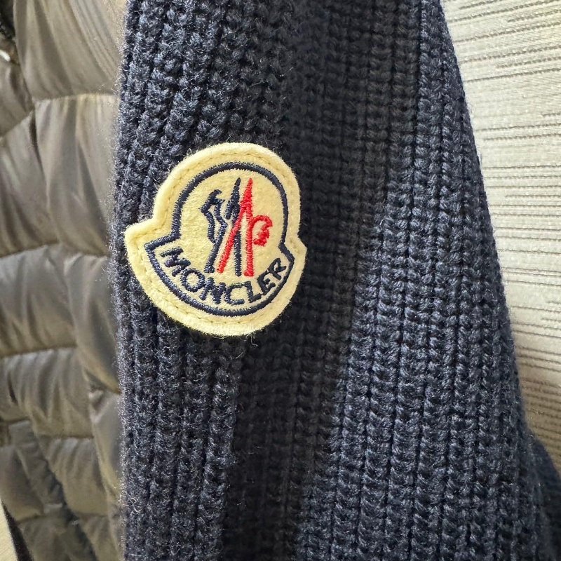 💎Han's house精品服飾💎moncler 拼接 初剪羊毛 羽絨  連帽 外套 深藍-5