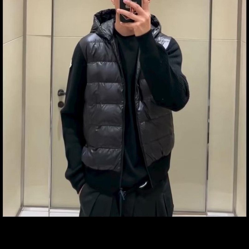 💎Han's house精品服飾💎moncler 拼接 初剪羊毛 羽絨  連帽 外套 深藍-8