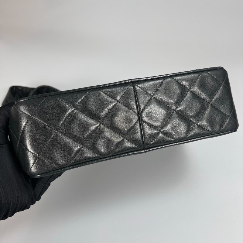 CHANEL 菱格紋金球雙層相機包 黑 26開-2