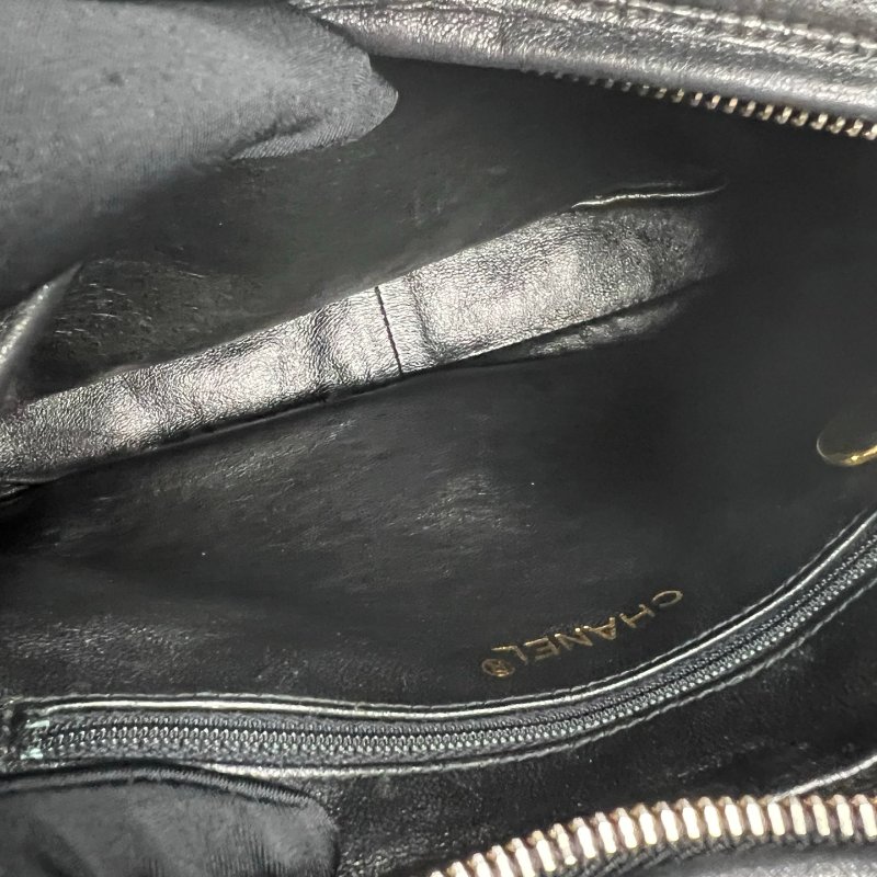 CHANEL 菱格紋金球雙層相機包 黑 26開-5