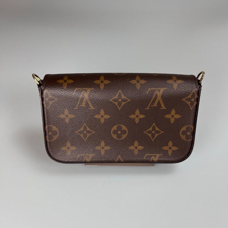 LV M80091/晶片款 老花二合一包綠背帶-1