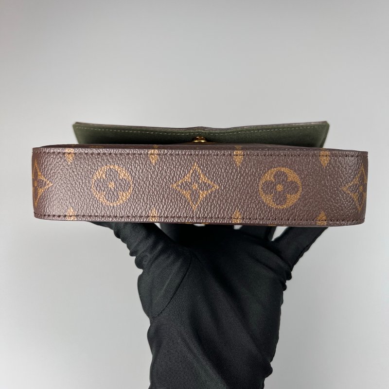 LV M80091/晶片款 老花二合一包綠背帶-4