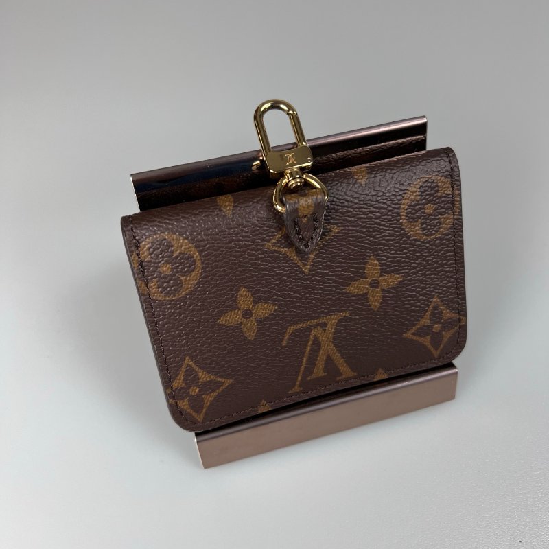 LV M80091/晶片款 老花二合一包綠背帶-7