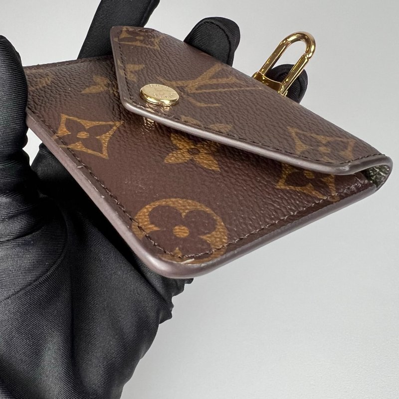 LV M80091/晶片款 老花二合一包綠背帶-13